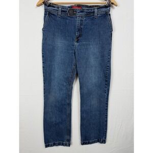 Zena Women Cotton Jeans 10P Blue High Rise Straight Leg‎ Cargo Pocket Stretch